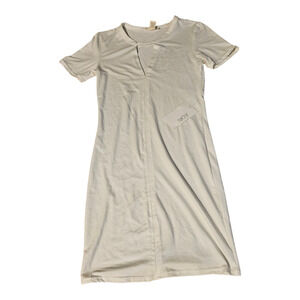 Capella Apparel Small White Short Sleeve V-Neck Shirt Dress